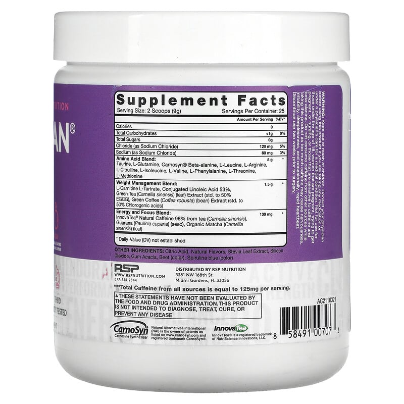RSP Nutrition AminoLean 5 g Vegan Amino Acids + Anytime Energy Acai 7.94 oz (225 g) 2 Thực phẩm bổ sung RSP Nutrition AminoLean 5 g Vegan Amino Acids + Anytime Energy Acai 7.94 oz (225 g) 858491007073