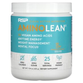 Thực phẩm chức năng RSP Nutrition AminoLean 5 g Vegan Amino Acids + Anytime Energy Pineapple Coconut 7.94 oz (225 g) 858491007561
