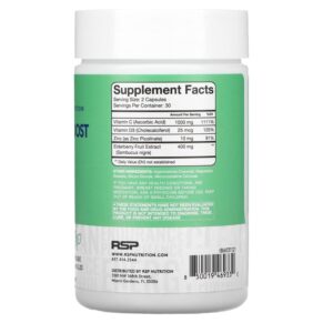 Thực phẩm bổ sung RSP Nutrition Immunity Boost Immune System Support + Vitamins & Antioxidants + Immune Cell Production 60 Veggie Capsules 850019469332