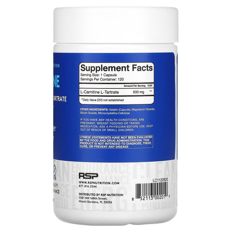 RSP Nutrition L-Carnitine Weight Management 500 mg 120 Capsules 2 Thực phẩm bổ sung RSP Nutrition L-Carnitine Weight Management 500 mg 120 Capsules 852113002019