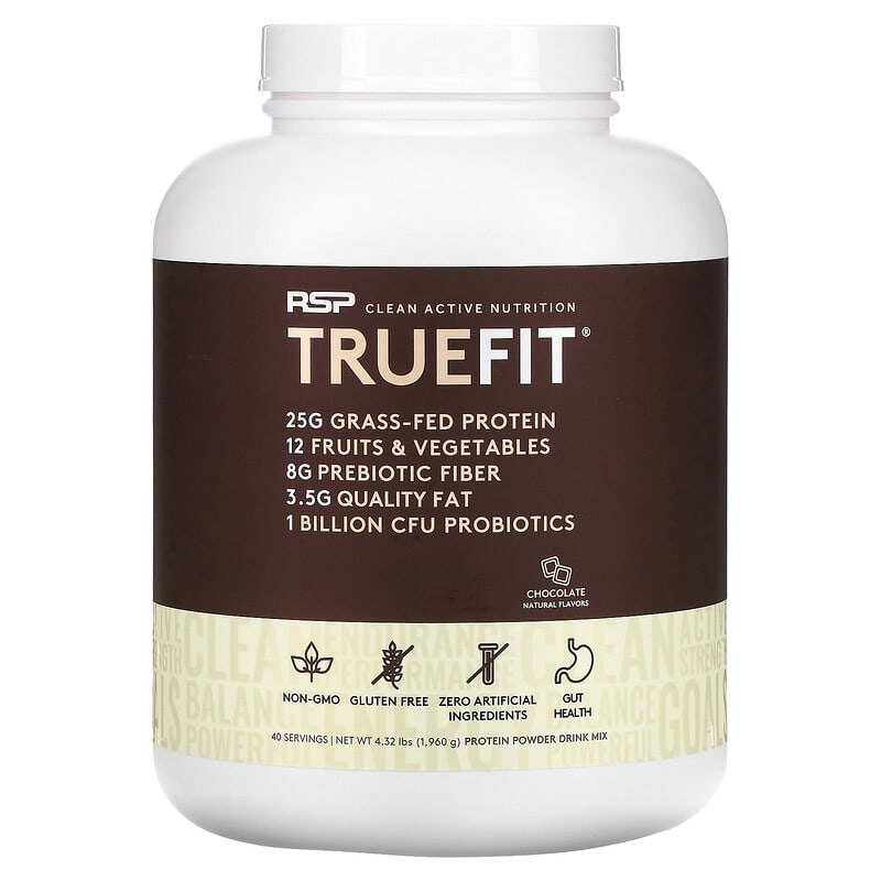 RSP Nutrition TrueFit Grass-Fed Whey Protein Shake with Fruits & Vegetables Chocolate 4.32 lbs (1.960 kg) 8 Thực phẩm chức năng RSP Nutrition TrueFit Grass-Fed Whey Protein Shake with Fruits & Vegetables Chocolate 4.32 lbs (1.960 kg) 858491007417