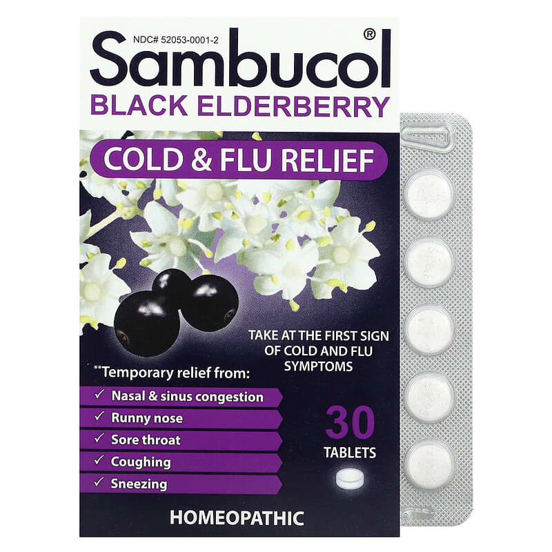 Sambucol Black Elderberry Cold & Flu Relief 30 Quick Dissolve Tablets 8 Thực phẩm chức năng Sambucol Black Elderberry Cold & Flu Relief 30 Quick Dissolve Tablets 896116001501