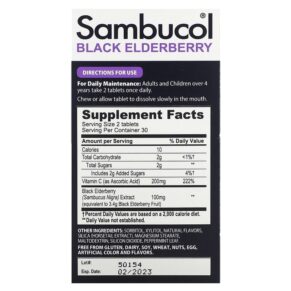 Sambucol Black Elderberry Immune Support 60 Chewable Tablets 3 Thực phẩm bổ sung Sambucol Black Elderberry Immune Support 60 Chewable Tablets 896116001143