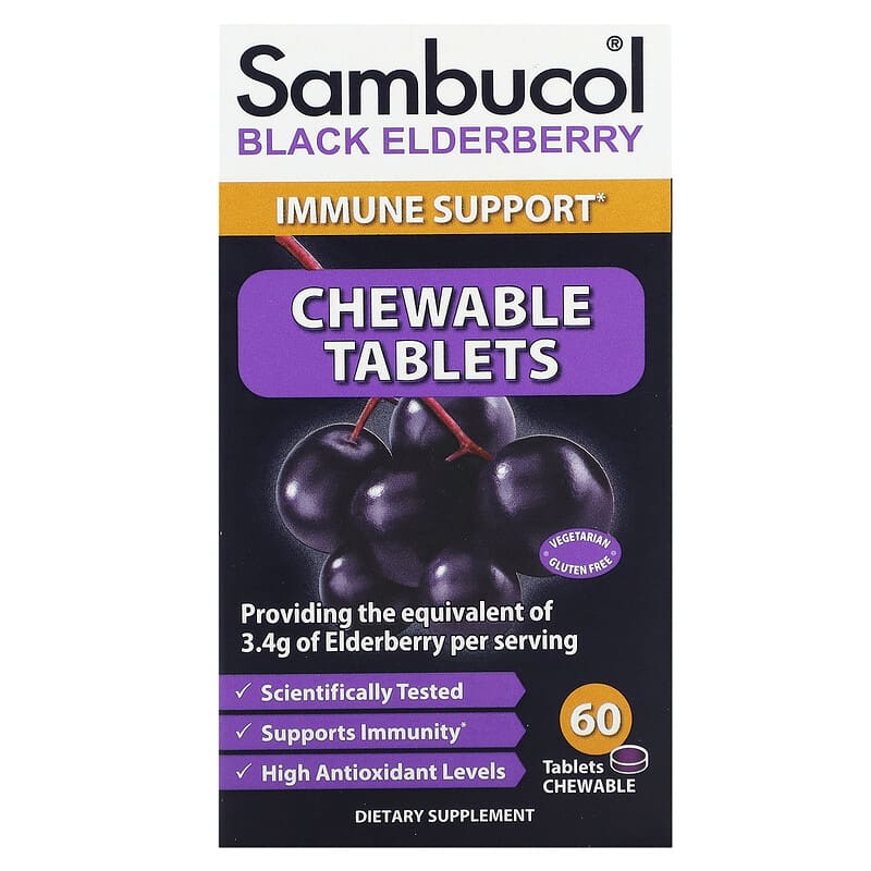 Sambucol Black Elderberry Immune Support 60 Chewable Tablets 8 Thực phẩm chức năng Sambucol Black Elderberry Immune Support 60 Chewable Tablets 896116001143