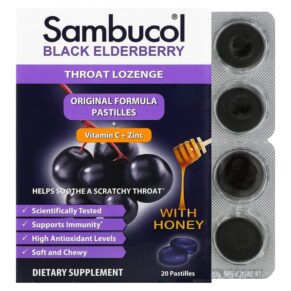 Thực phẩm chức năng Sambucol Black Elderberry Throat Lozenge with Honey 20 Pastilles 896116001204