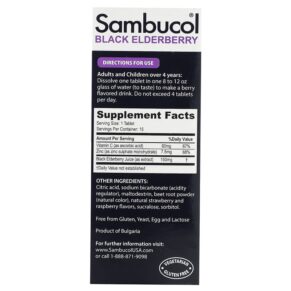 Thực phẩm bổ sung Sambucol Black Elderberry + Vitamin C & Zinc 15 Effervescent Tablets 896116001297