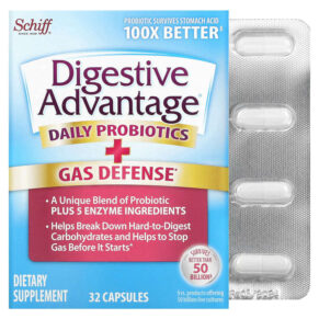 Thực phẩm chức năng Schiff Digestive Advantage Daily Probiotics + Gas Defense 32 Capsules 020525970220