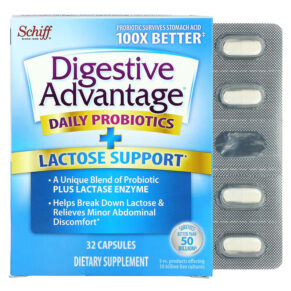 Thực phẩm chức năng Schiff Digestive Advantage Daily Probiotics + Lactose Support 32 Capsules 815066001010