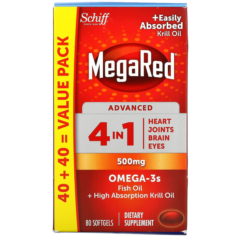 Schiff MegaRed Advanced 4 In 1 500 mg 80 Softgels 8 Thực phẩm chức năng Schiff MegaRed Advanced 4 In 1 500 mg 80 Softgels 020525960993
