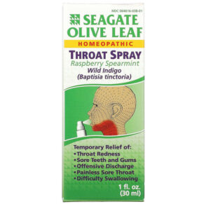 Thực phẩm chức năng Seagate Olive Leaf Throat Spray Raspberry Spearmint 1 fl oz (30 ml) 019277000408