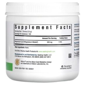 Thực phẩm bổ sung Seeking Health Magnesium Malate Powder 500 mg 8.82 oz (250 g) 810007520667