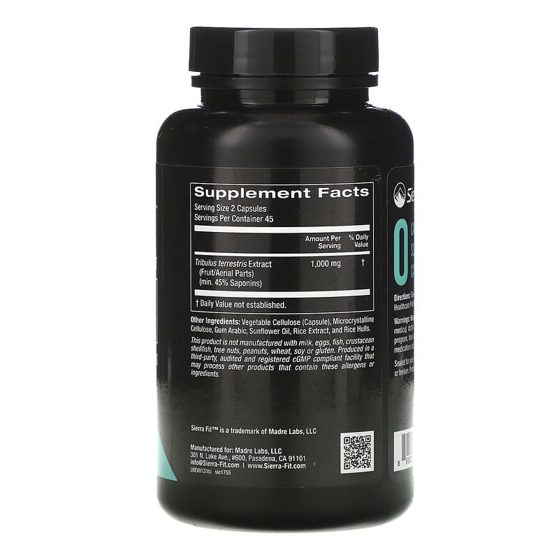 Sierra Fit Tribulus Standardized Extract 500 mg 90 Veggie Capsules 2 Thực phẩm bổ sung Sierra Fit Tribulus Standardized Extract 500 mg 90 Veggie Capsules 898220017553