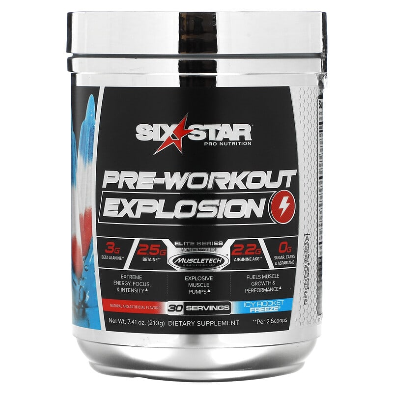 Six Star Elite Series Pre-Workout Explosion Icy Rocket Freeze 7.41 oz (210 g) 8 Thực phẩm chức năng Six Star Elite Series Pre-Workout Explosion Icy Rocket Freeze 7.41 oz (210 g) 631656716832