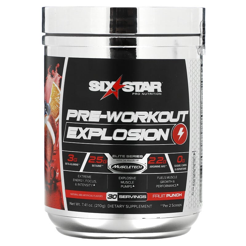 Six Star Pre-Workout Explosion Fruit Punch 7.41 oz (210 g) 8 Thực phẩm chức năng Six Star Pre-Workout Explosion Fruit Punch 7.41 oz (210 g) 631656716825