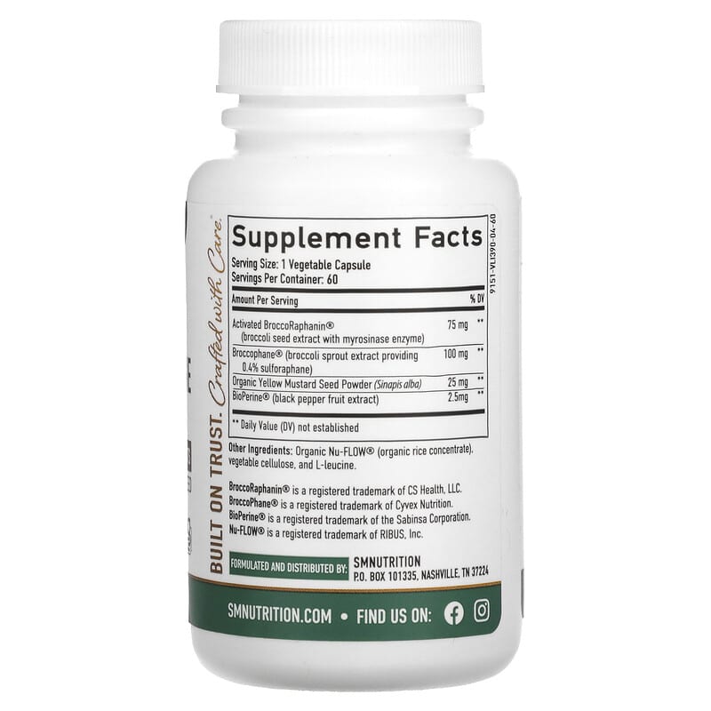 SMNutrition Activated Sulforaphane Complex with Myrosinase & Mustard Seed 60 Capsules 2 Thực phẩm bổ sung SMNutrition Activated Sulforaphane Complex with Myrosinase & Mustard Seed 60 Capsules 850005458166