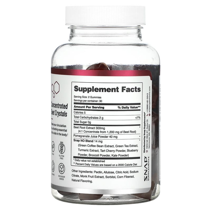 Snap Supplements Nitric Oxide Gummies Sugar-Free 60 Gummies 2 Thực phẩm bổ sung Snap Supplements Nitric Oxide Gummies Sugar-Free 60 Gummies 850039253317