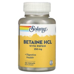 Thực phẩm chức năng Solaray Betaine HCL with Pepsin 250 mg 180 VegCaps 076280048162