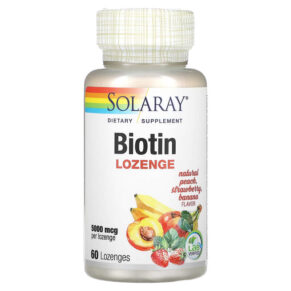 Thực phẩm chức năng Solaray Biotin Lozenge Natural Peach Strawberry Banana 5.000 mcg 60 Lozenges 076280435450