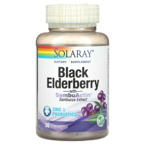 Thực phẩm chức năng Solaray Black Elderberry with SambuActin 30 Chewables 076280254181