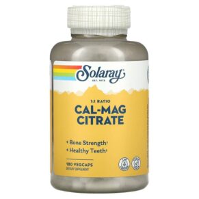 Thực phẩm chức năng Solaray Cal-Mag Citrate 1:1 Ratio 180 VegCaps 076280045253