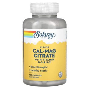 Thực phẩm chức năng Solaray Cal-Mag Citrate 2:1 Ratio 180 Capsules 076280648843