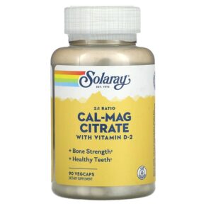 Thực phẩm chức năng Solaray Cal-Mag Citrate with Vitamin D-2 2:1 Ratio 90 VegCaps 076280045260