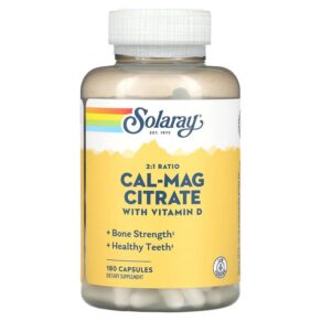 Thực phẩm chức năng Solaray Cal-Mag Citrate with Vitamin D-3 2:1 Ratio 180 Capsules 076280884500