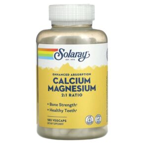 Thực phẩm chức năng Solaray Calcium Magnesium 2:1 Ratio 180 VegCaps 076280045314