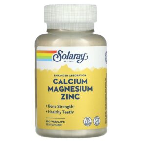 Thực phẩm chức năng Solaray Calcium Magnesium Zinc 100 VegCaps 076280045604