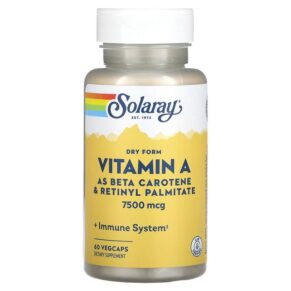 Thực phẩm chức năng Solaray Dry Form Vitamin A 7.500 mcg 60 VegCaps 076280041309