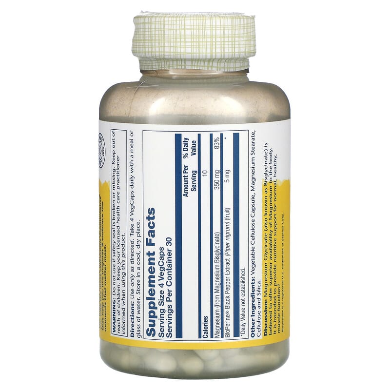 Solaray High Absorption Magnesium Glycinate 350 mg 120 VegCaps 2 Thực phẩm bổ sung Solaray High Absorption Magnesium Glycinate 350 mg 120 VegCaps 076280549010