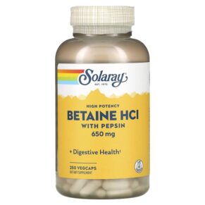 Thực phẩm chức năng Solaray High Potency Betaine HCL with Pepsin 650 mg 250 VegCaps 076280048155