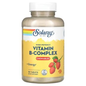 Thực phẩm chức năng Solaray High Potency Vitamin B-Complex Chewable Natural Strawberry 50 Tablets 076280042658