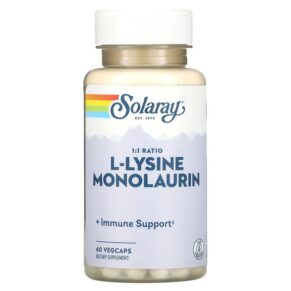 Thực phẩm chức năng Solaray L-Lysine Monolaurin 1:1 Ratio 60 VegCaps 076280352818