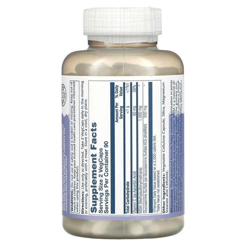 Solaray MSM & Glucosamine 180 VegCaps 2 Thực phẩm bổ sung Solaray MSM & Glucosamine 180 VegCaps 076280008562