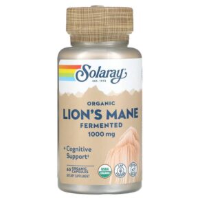 Thực phẩm chức năng Solaray Organic Fermented Lion's Mane 500 mg 60 Organic Capsules 076280719833