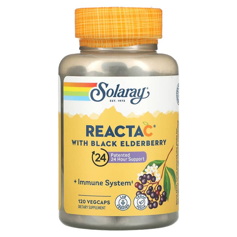 Solaray Reacta C with Black Elderberry 120 VegCaps 8 Thực phẩm chức năng Solaray Reacta C with Black Elderberry 120 VegCaps 076280846638