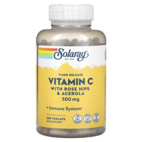 Thực phẩm chức năng Solaray Timed Release Vitamin C with Rose Hips & Acerola 500 mg 250 VegCaps 076280044010