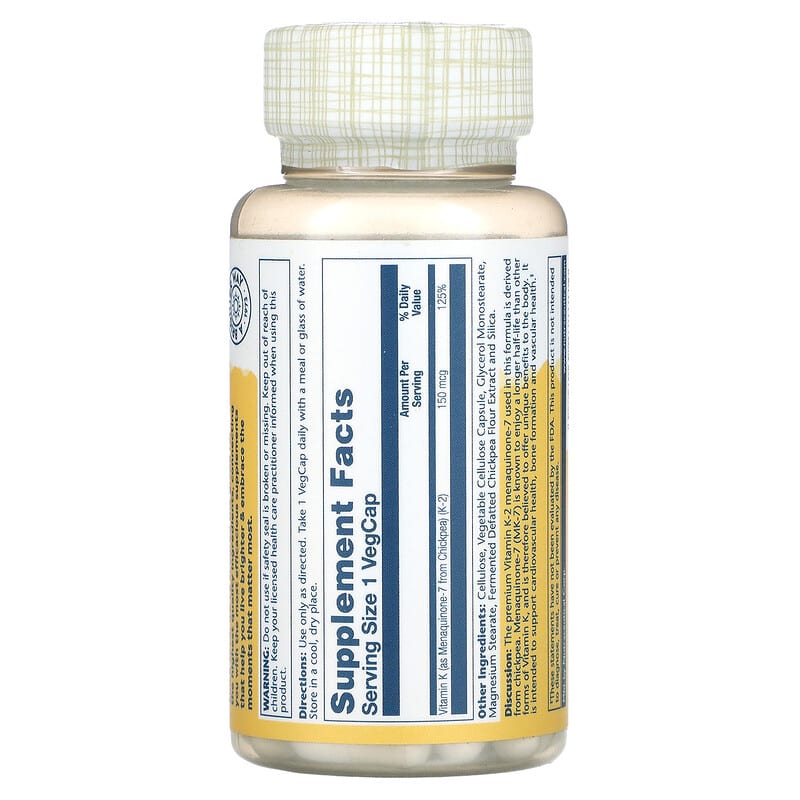 Solaray Triple Strength Vitamin K-2 Menaquinone-7 150 mcg 30 VegCaps 2 Thực phẩm bổ sung Solaray Triple Strength Vitamin K-2 Menaquinone-7 150 mcg 30 VegCaps 076280278774