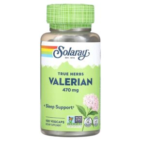 Thực phẩm chức năng Solaray True Herbs Valerian 470 mg 100 VegCaps 076280016307