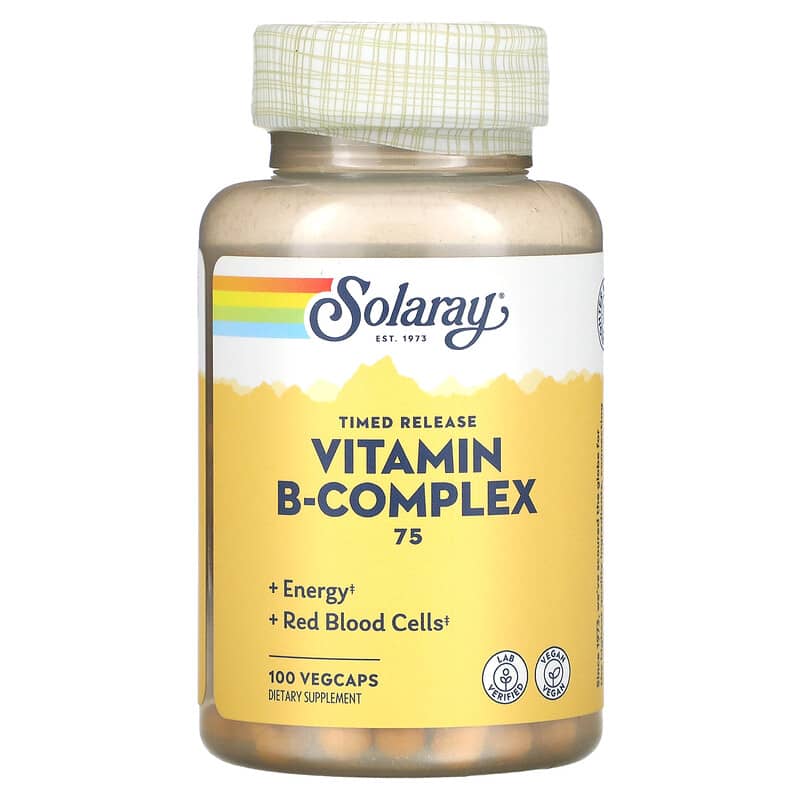 Solaray Vitamin B-Complex 75 Timed-Release 100 VegCaps 8 Thực phẩm chức năng Solaray Vitamin B-Complex 75 Timed-Release 100 VegCaps 076280042917