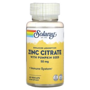 Thực phẩm chức năng Solaray Zinc Citrate with Pumpkin Seed 50 mg 60 VegCaps 076280471021