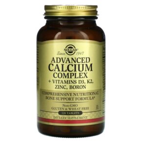 Thực phẩm chức năng Solgar Advanced Calcium Complex + Vitamins D3 K2 Zinc Boron 120 Tablets 033984000285