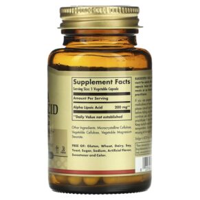 Thực phẩm bổ sung Solgar Alpha Lipoic Acid 200 mg 50 Vegetable Capsules 033984000582