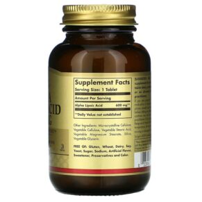 Thực phẩm bổ sung Solgar Alpha Lipoic Acid 600 mg 50 Tablets 033984000544