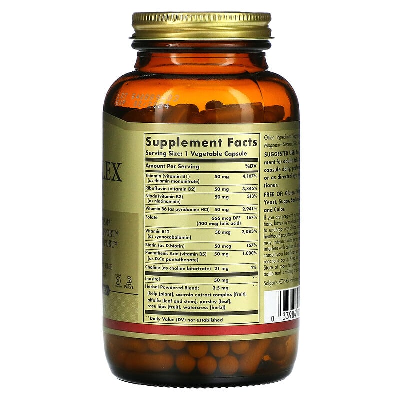 Solgar B-Complex "50" 250 Vegetable Capsules 2 Thực phẩm bổ sung Solgar B-Complex "50" 250 Vegetable Capsules 033984011229