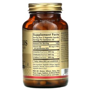 Thực phẩm bổ sung Solgar BCAA Plus Free Form 100 Vegetable Capsules 033984001961
