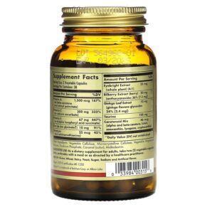 Thực phẩm bổ sung Solgar Bilberry Ginkgo Eyebright Complex 60 Vegetable Capsules 033984003156