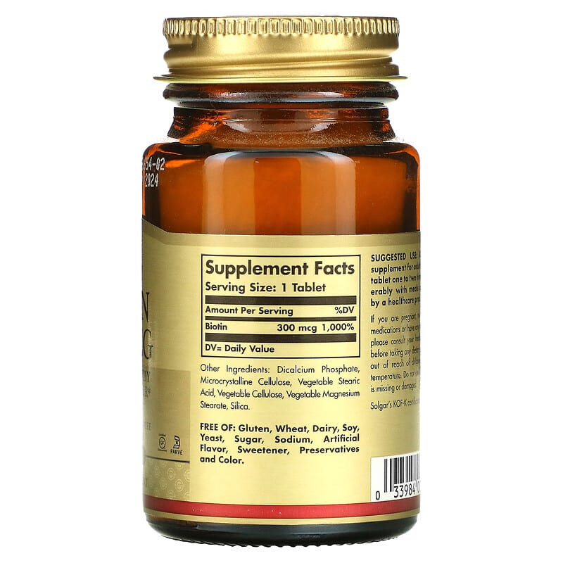 Solgar Biotin 300 mcg 100 Tablets 2 Thực phẩm bổ sung Solgar Biotin 300 mcg 100 Tablets 033984002807