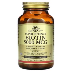 Thực phẩm chức năng Solgar Biotin 5.000 mcg 100 Vegetable Capsules 033984003149